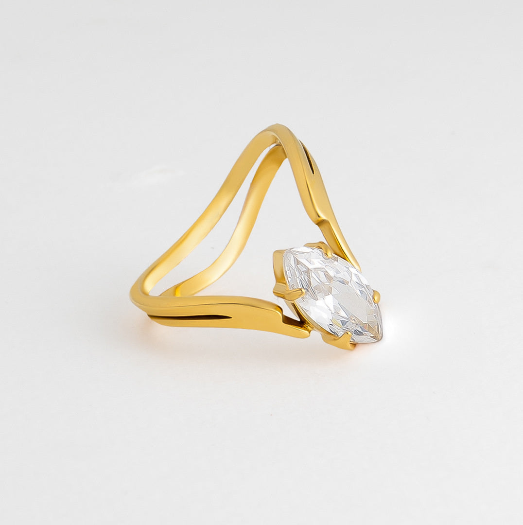 Marquise V-Split Gold-Plated Cocktail Ring
