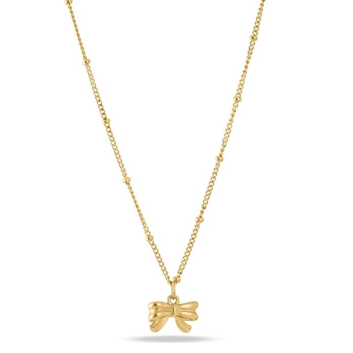 Mini Bow Gold Pendant Necklace - Amalfa