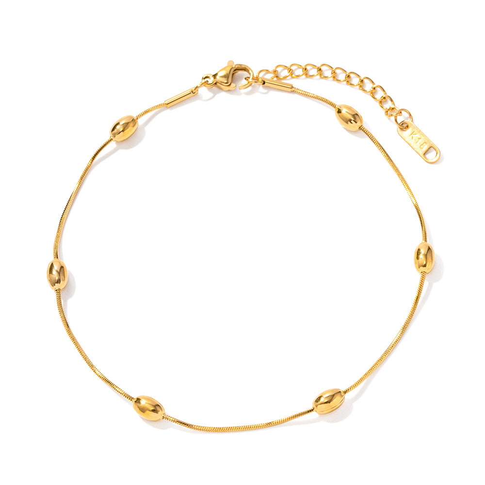 minimalist gold anklet with bead design for women daily wear