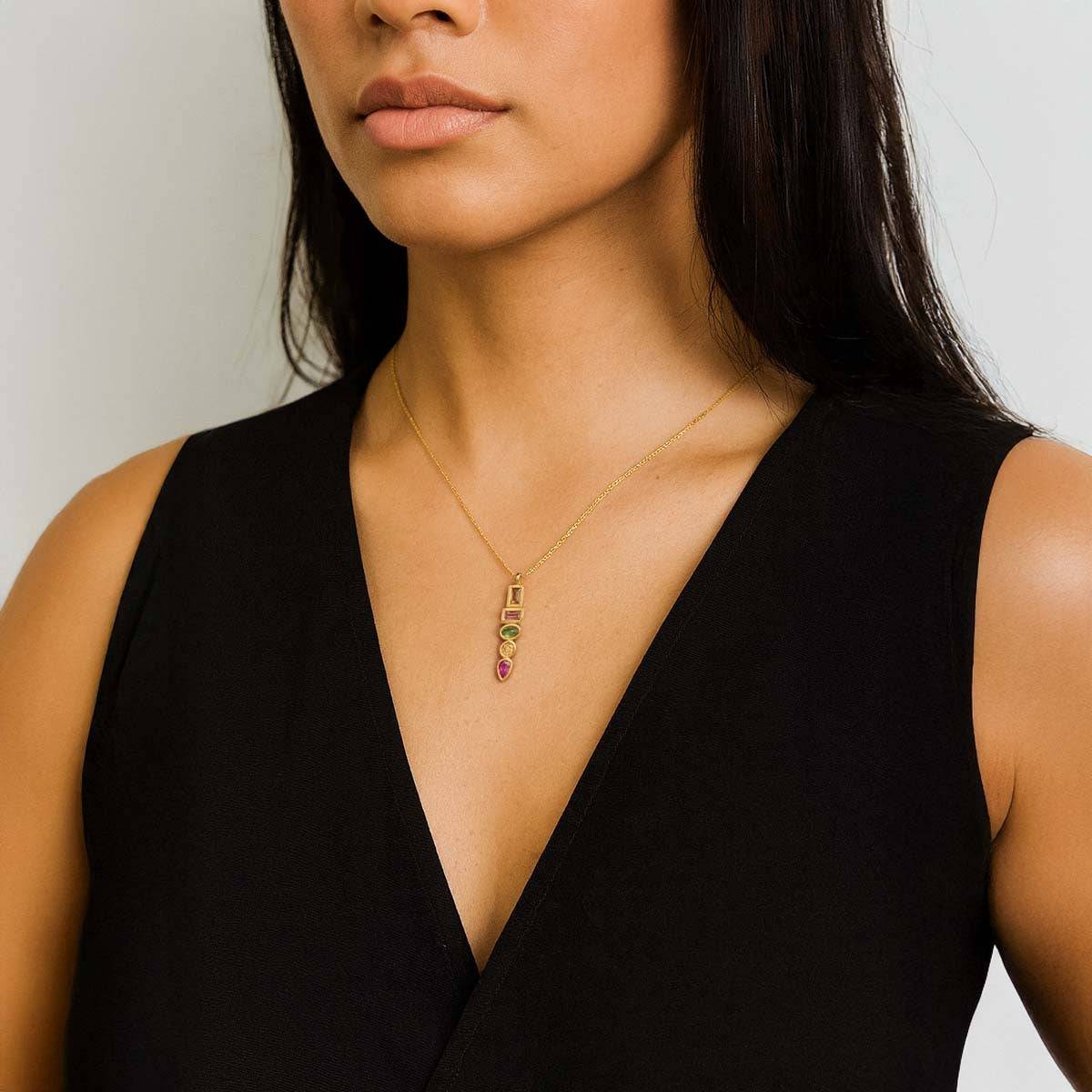 Multi color gemstone necklace