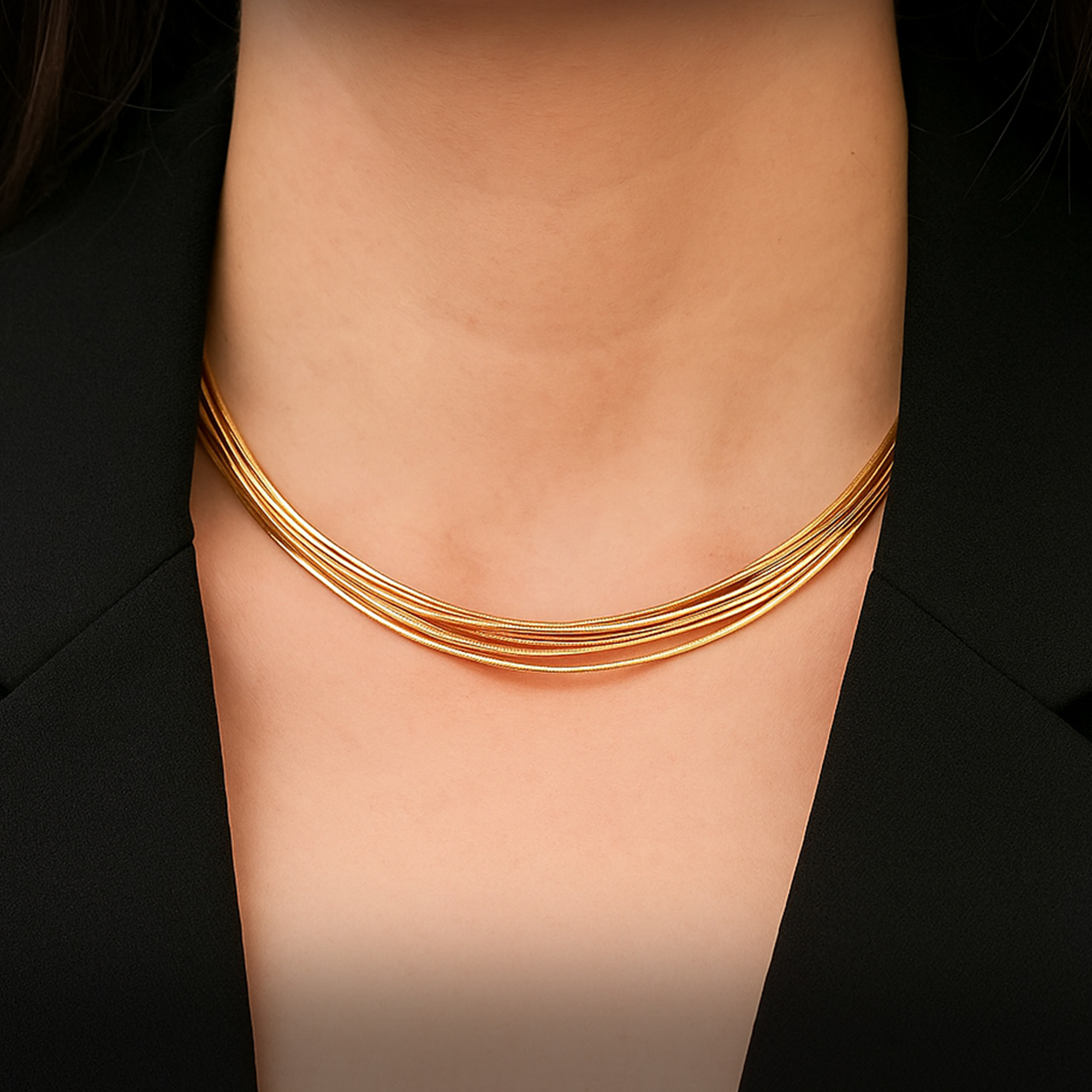 Multi layered gold necklace