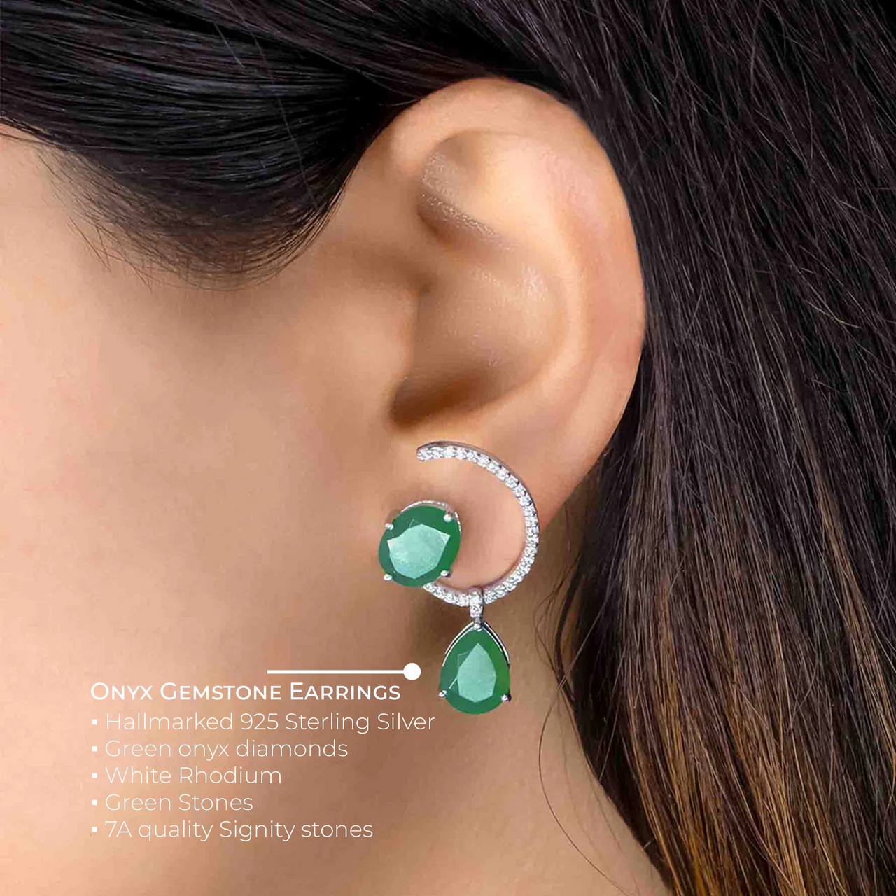 Onyx 925 Sterling Silver Gemstone Earrings