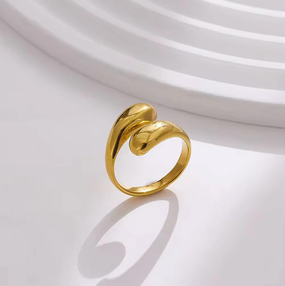 Open Curve Spiral Gold-Plated Minimalist Ring - Amalfa