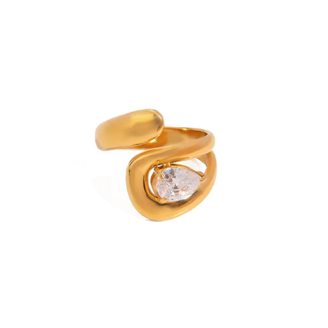 Pear-Cut Swirl Open Gold Ring - Amalfa