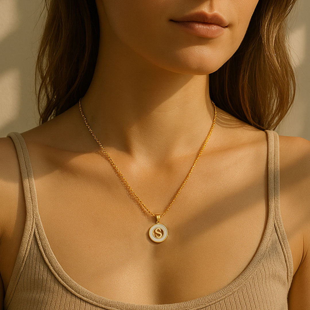 Personalized Ash Initial Pendant Necklace - Amalfa