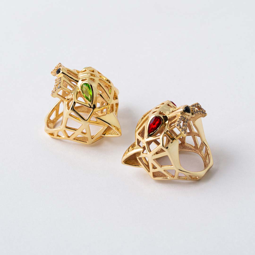 Koi Royal Bold Gold Panther Ring for Women - Amalfa