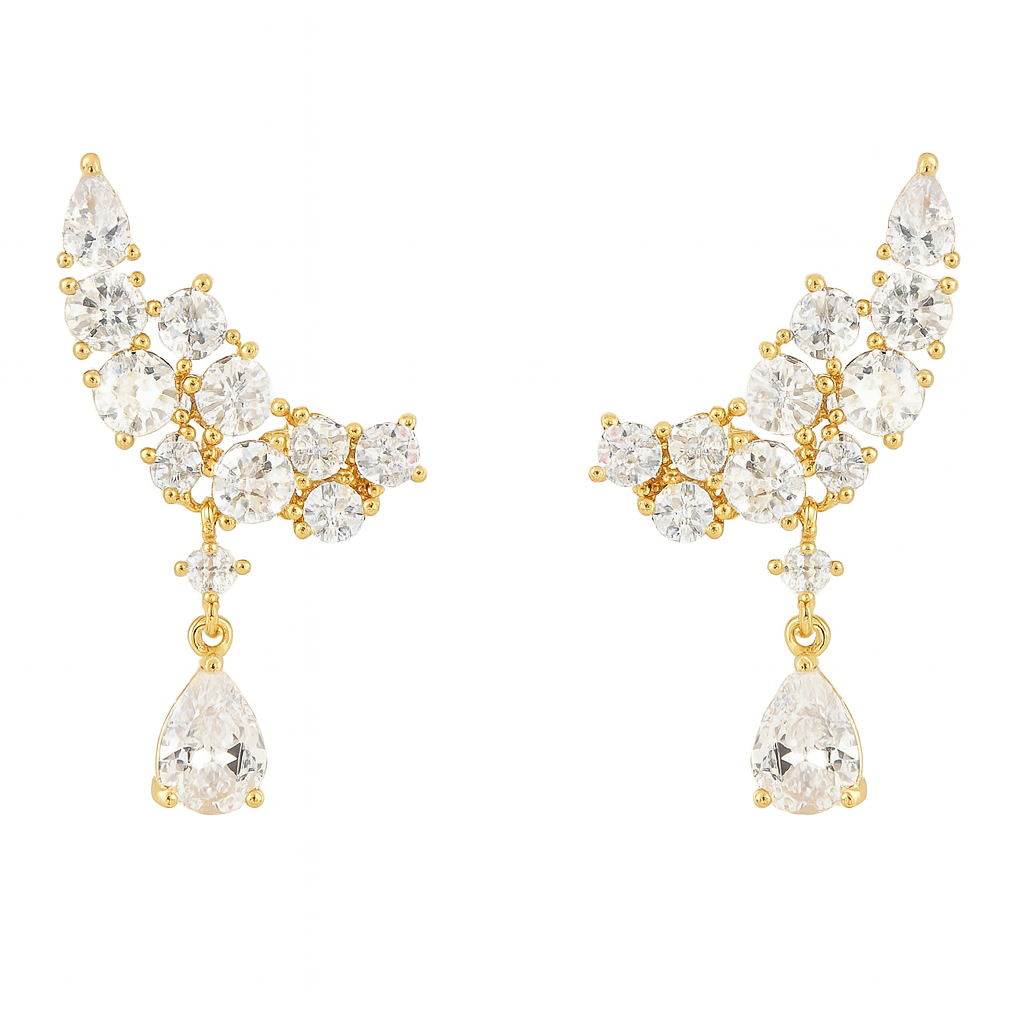 Gold and crystal earrings