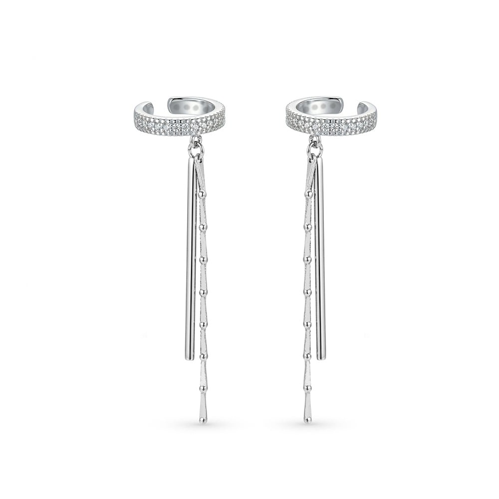 modern ear cuff long chain earrings for women stylish silver dangler earrings