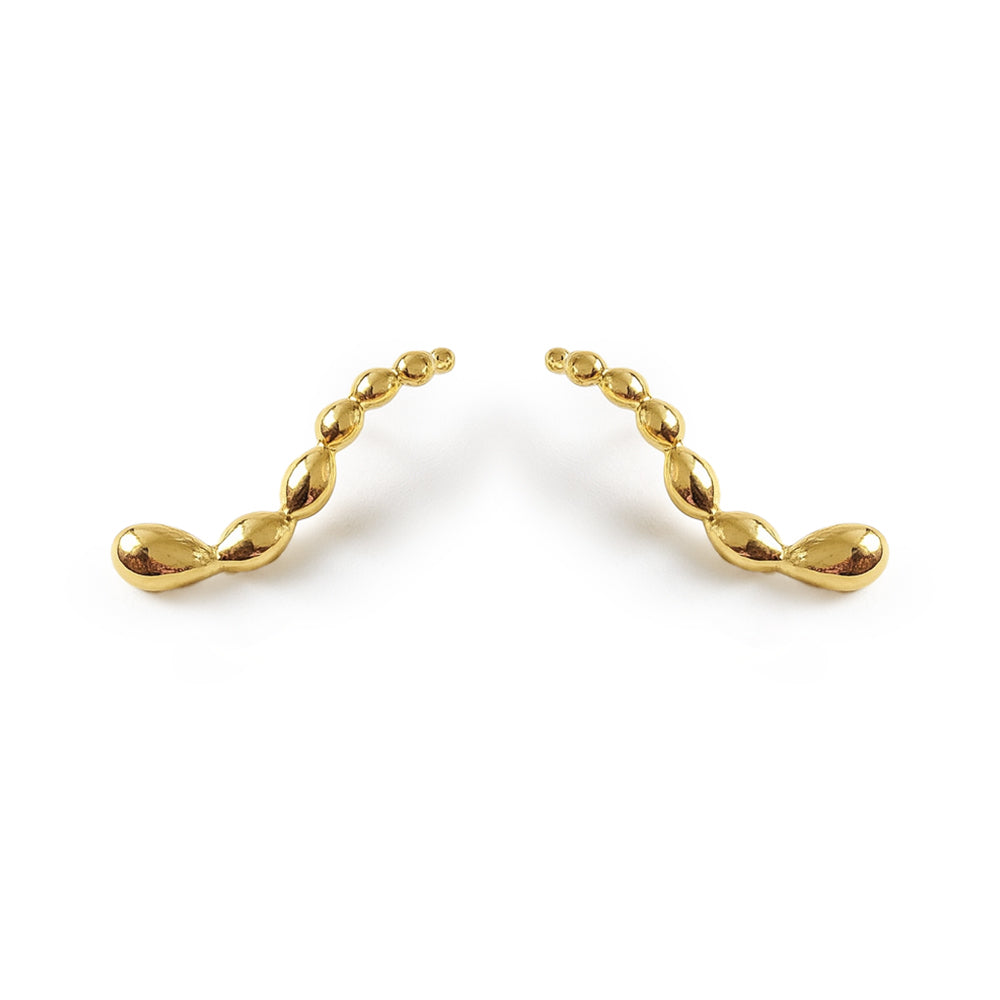 Gold earrings for women on a white background
