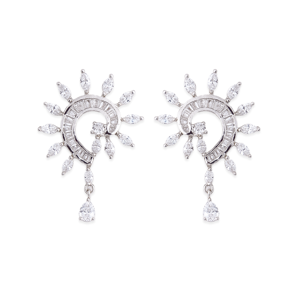 Sunburst Zircon Statement Earrings for Women