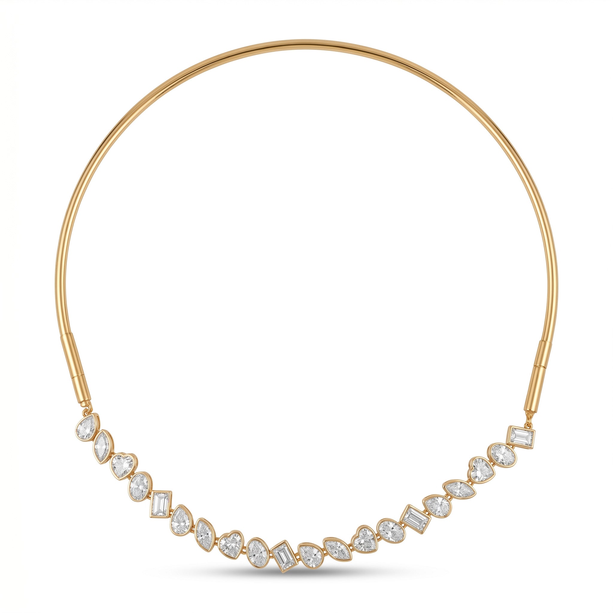 trendy gold necklace for women India with diamond like stones fashion jewelry