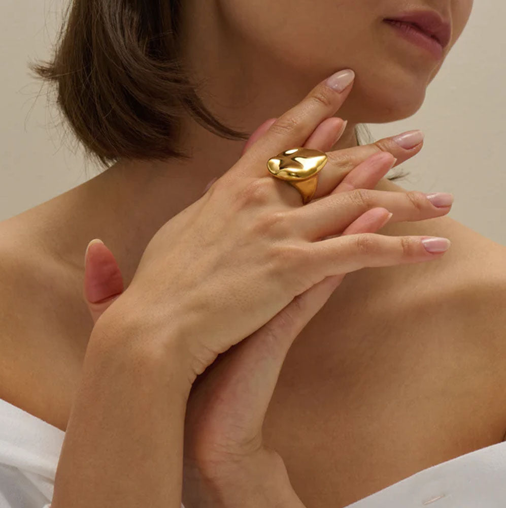 trendy gold statement ring bold design for women stylish daily wear jewellery