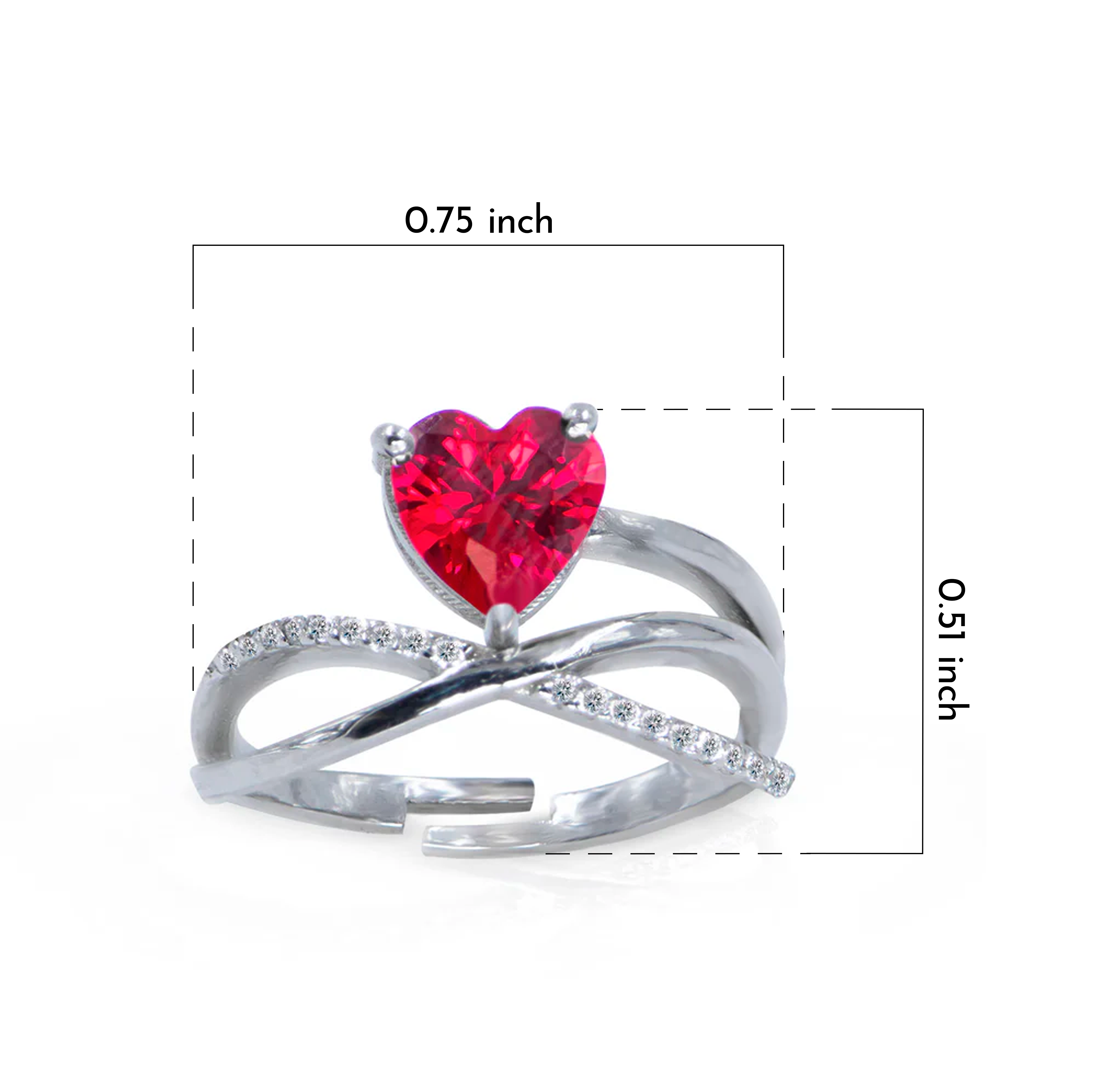 trendy red heart stone ring for party wear bold fashion jewellery