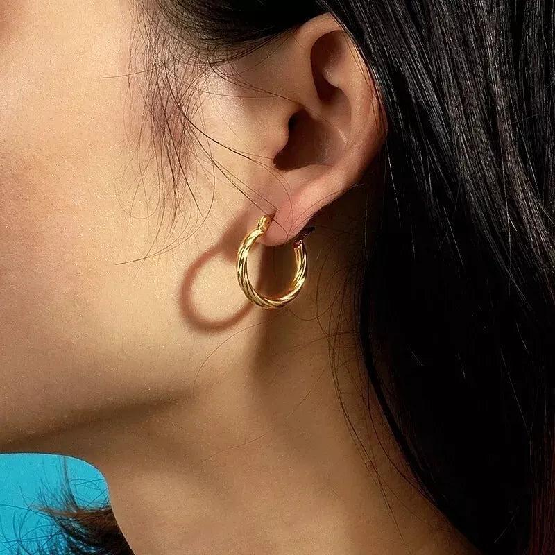 Cleo Twist Hoops Earrings For Women - Amalfa
