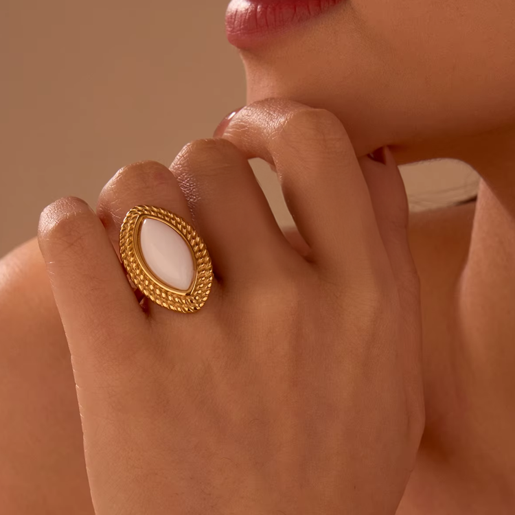 Ora White Stone Statement Ring for Women - Amalfa