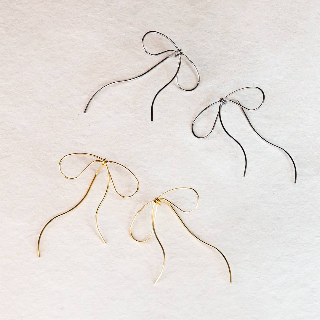 Lyra's Graceful Bow Wire Earrings - Amalfa