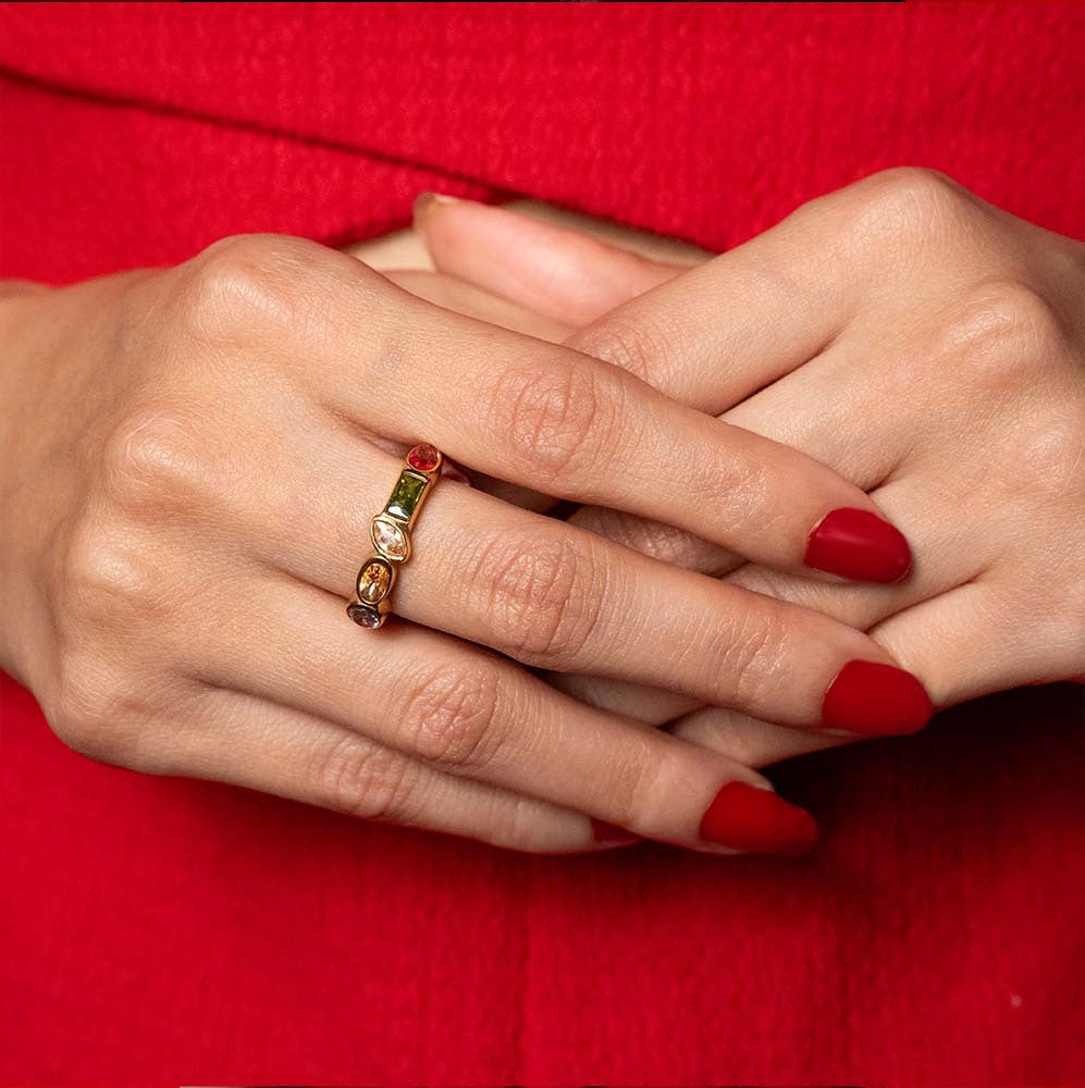 Zarna Multi Gem Band Ring