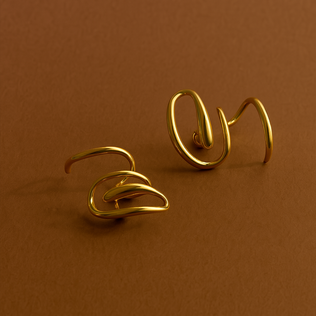 Pair of gold spiral earrings