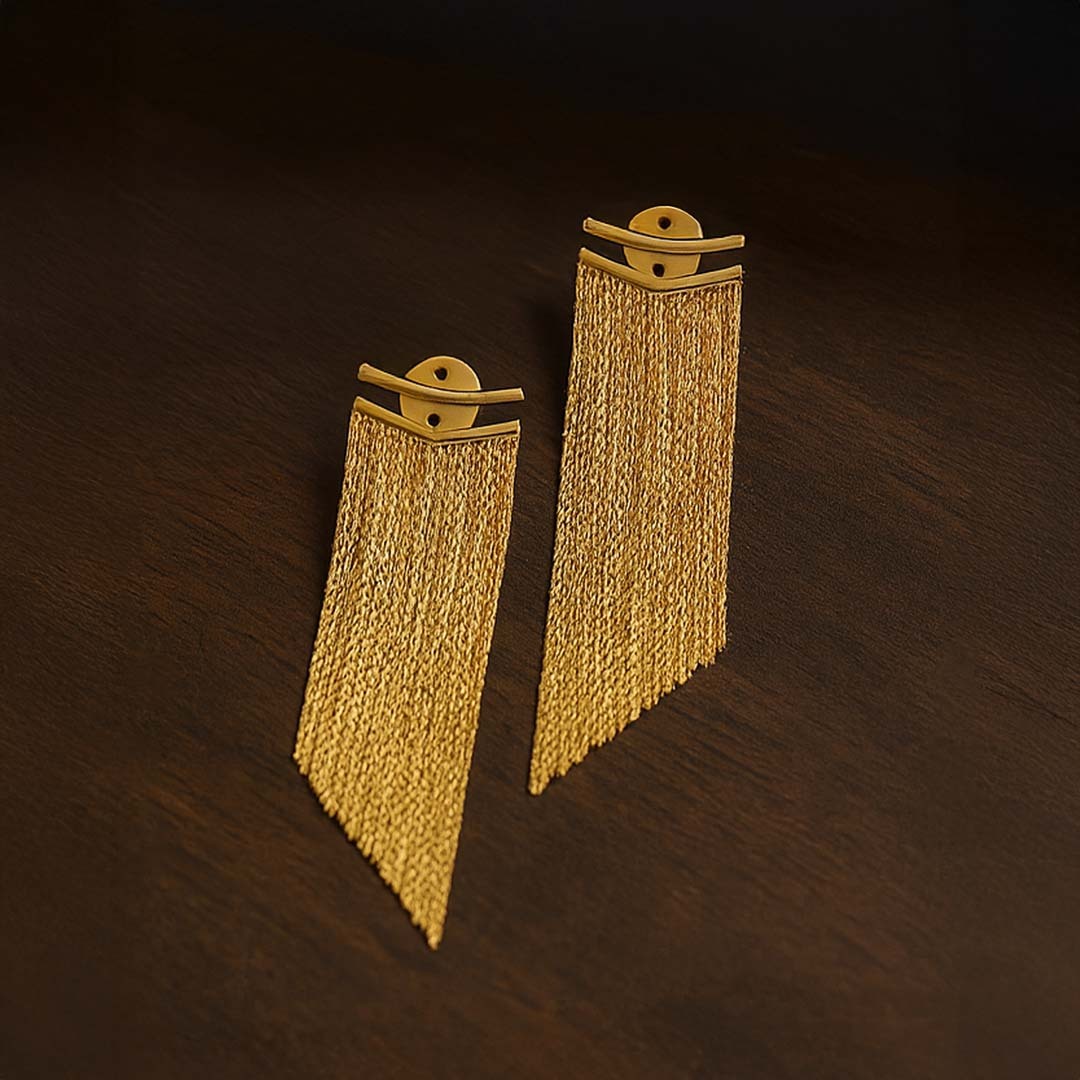 Pair of gold fringe earrings