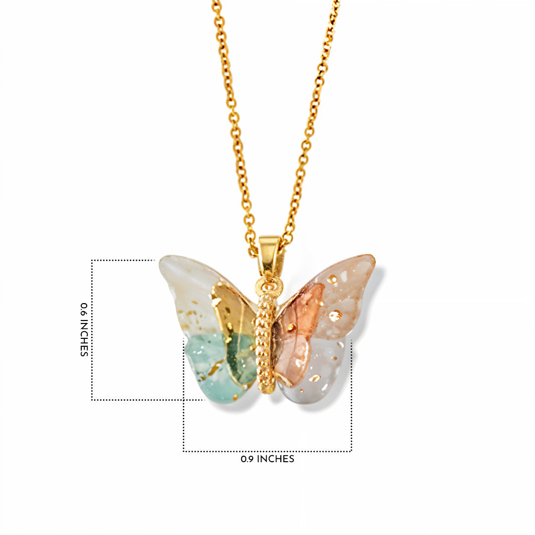 Pastel Wings Gold-Plated Butterfly Pendant Necklace