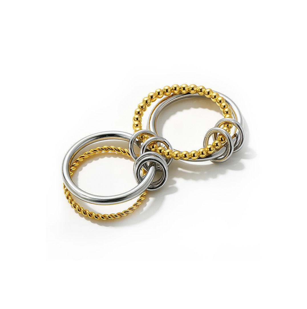 Caged Duo-Tone Stackable Statement Rings - Amalfa