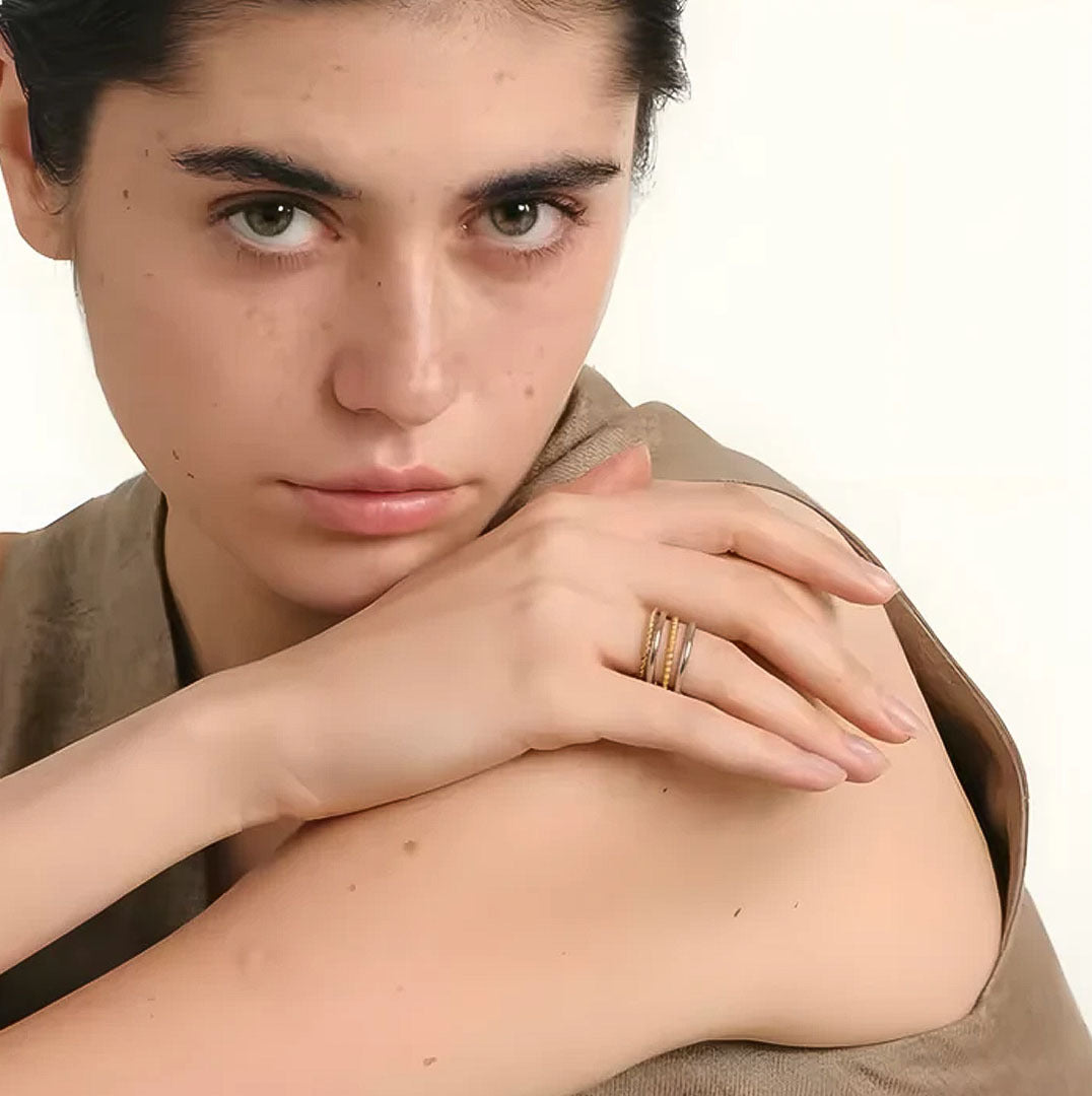 Caged Duo-Tone Stackable Statement Rings - Amalfa