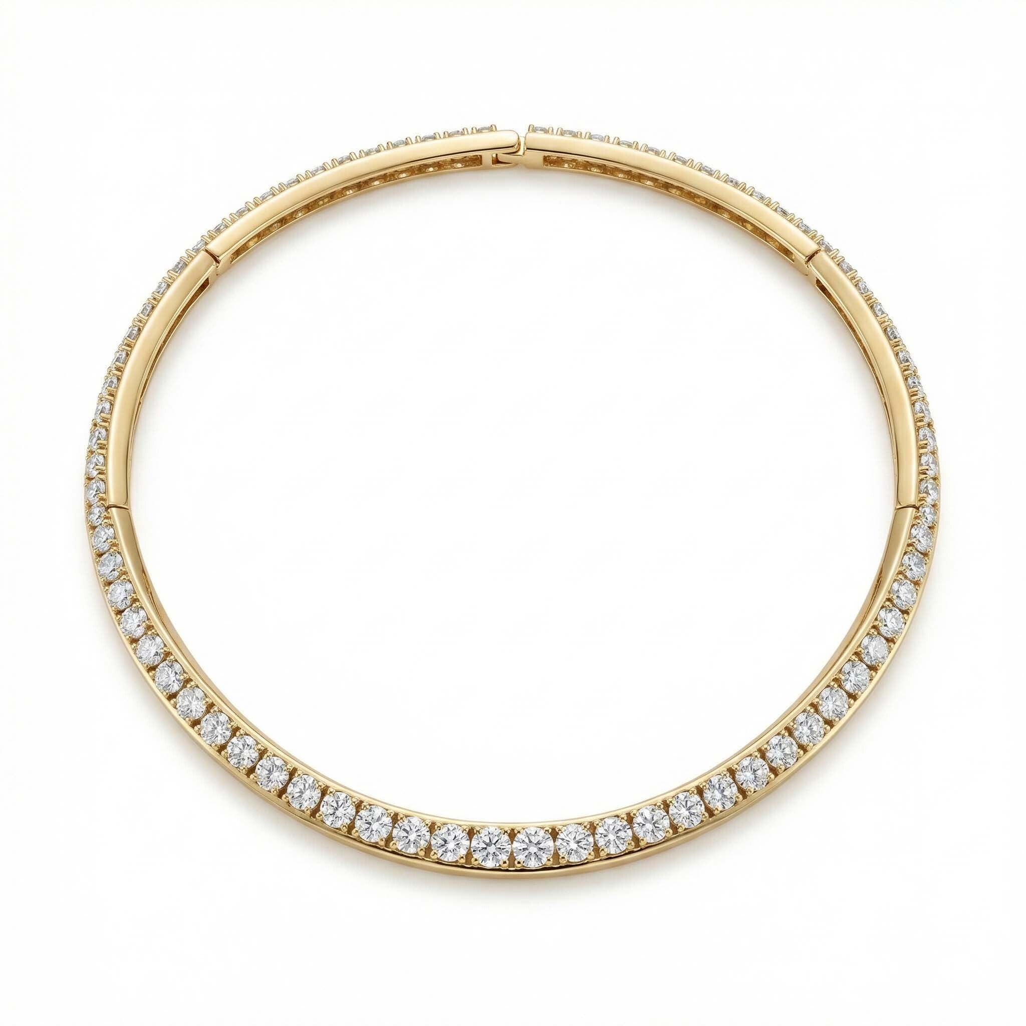 Gold necklace for women with clear gemstones on a white background
