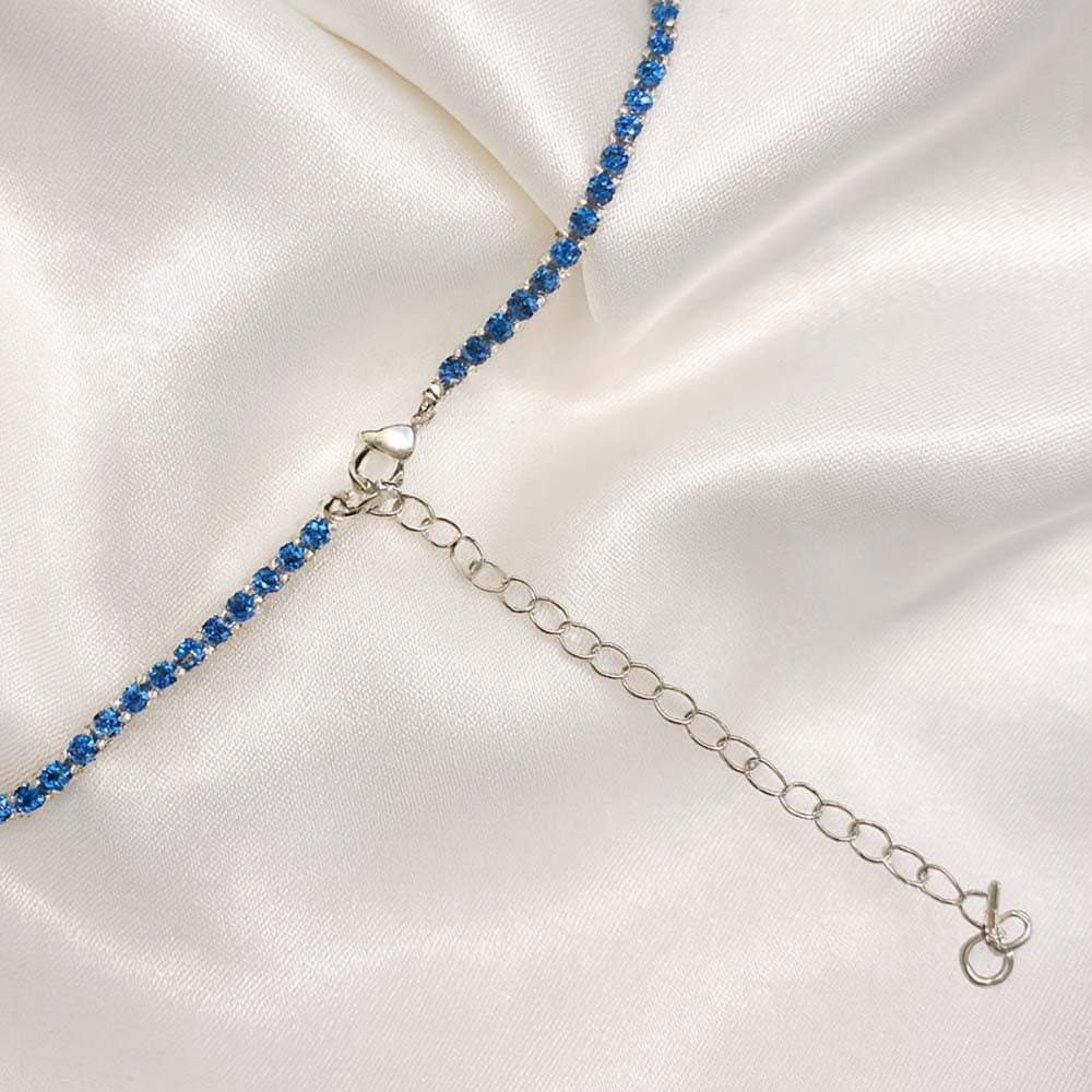 Blue and White Gradient Stone Necklace with Teardrop Pendant