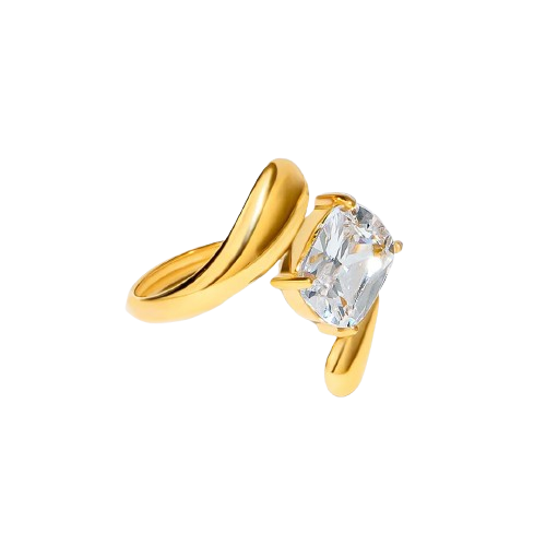 Crystal Wrap Gold-Plated Sculptural Ring