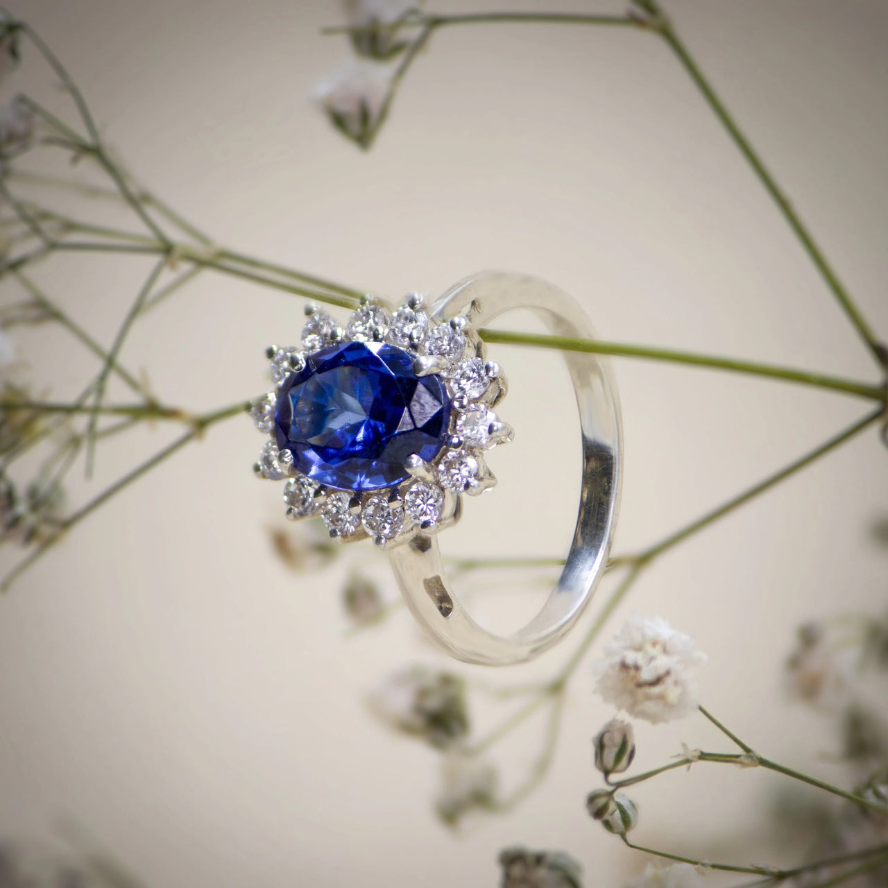Diana 925 Silver Blue Sapphire Ring
