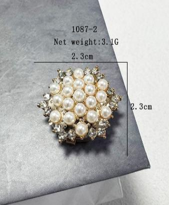 Freya Pearl Crystal Designer Button