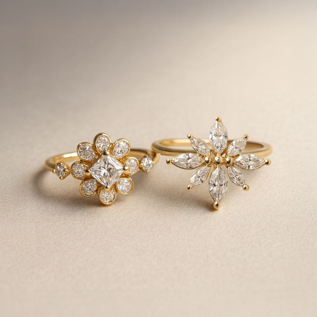 Floral Blossom Adjustable Rings Set for Women