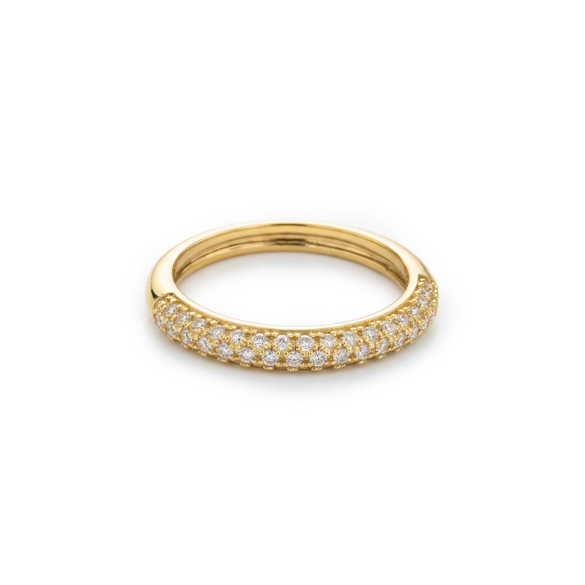 Gold pavé diamond ring for women – elegant minimalist gold band ring