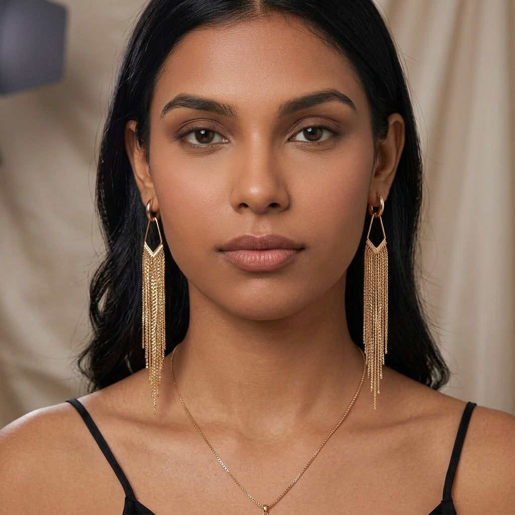 Gold Hoop Charm Earrings For Women