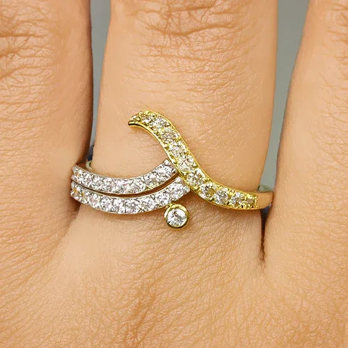 Aarohi Dual Tone CZ Ring for Women - Amalfa