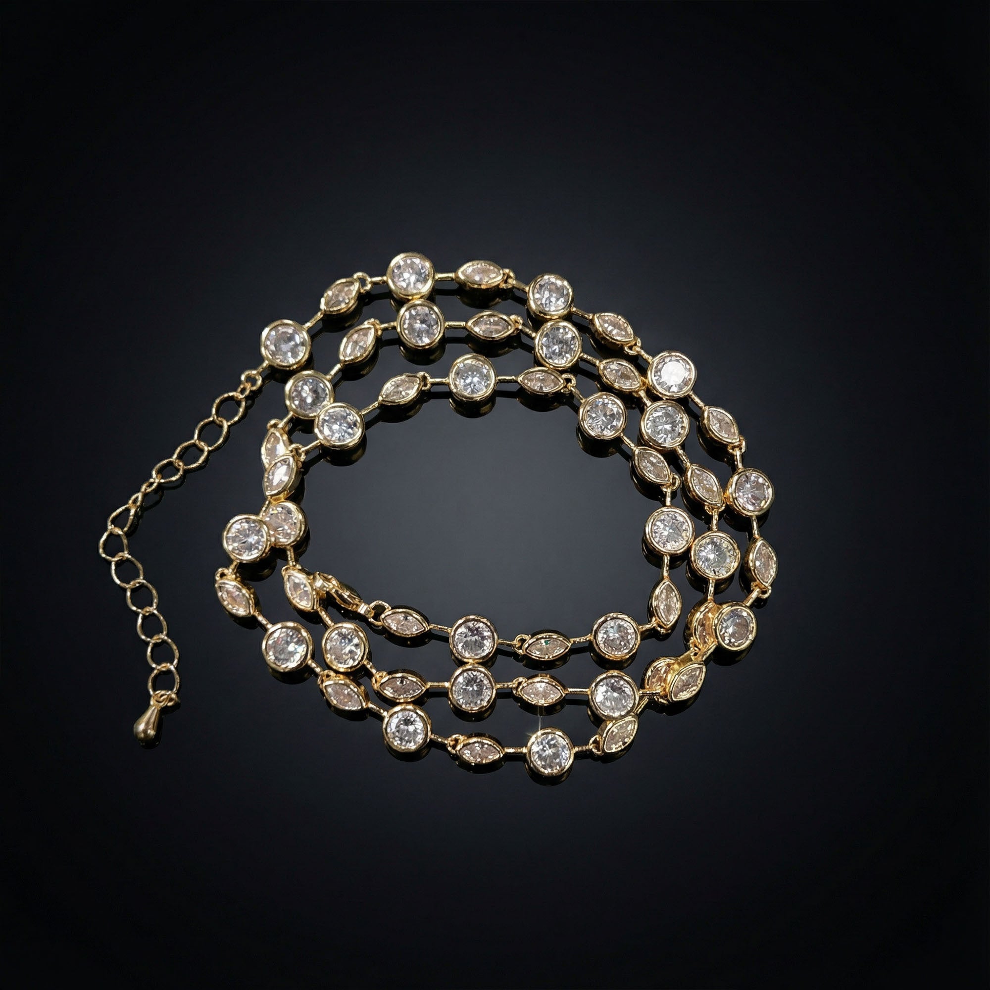 lightweight gold necklace for women with diamond like stones elegant style