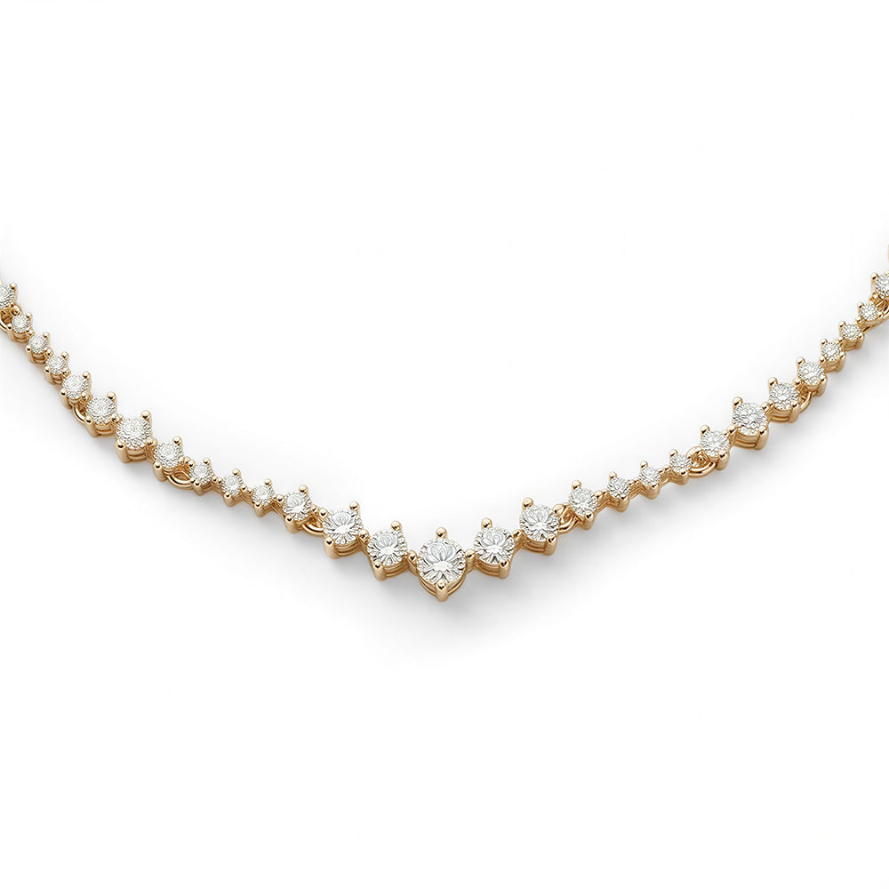 gold necklace with diamonds on a white background