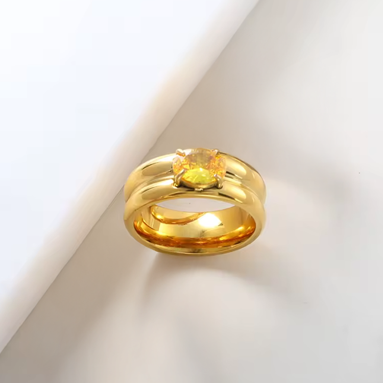 Sola Gold Yellow Stone Ring for Women - Amalfa