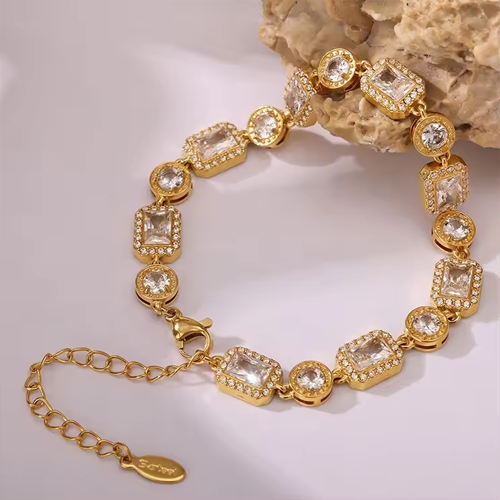 Arden Gold Zircon Chain Bracelet For Women - Amalfa