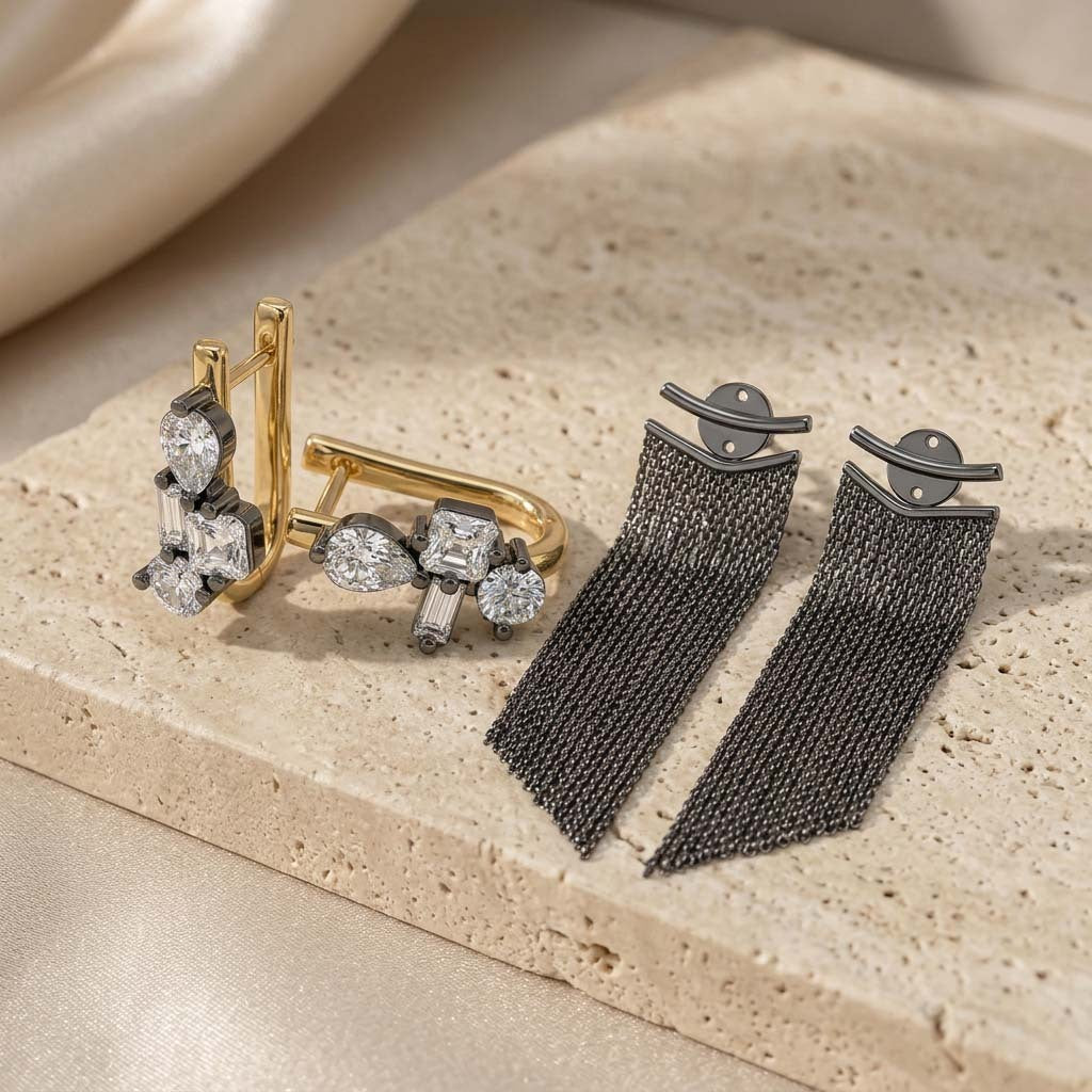 Harper stone cluster huggie Earrings For Women