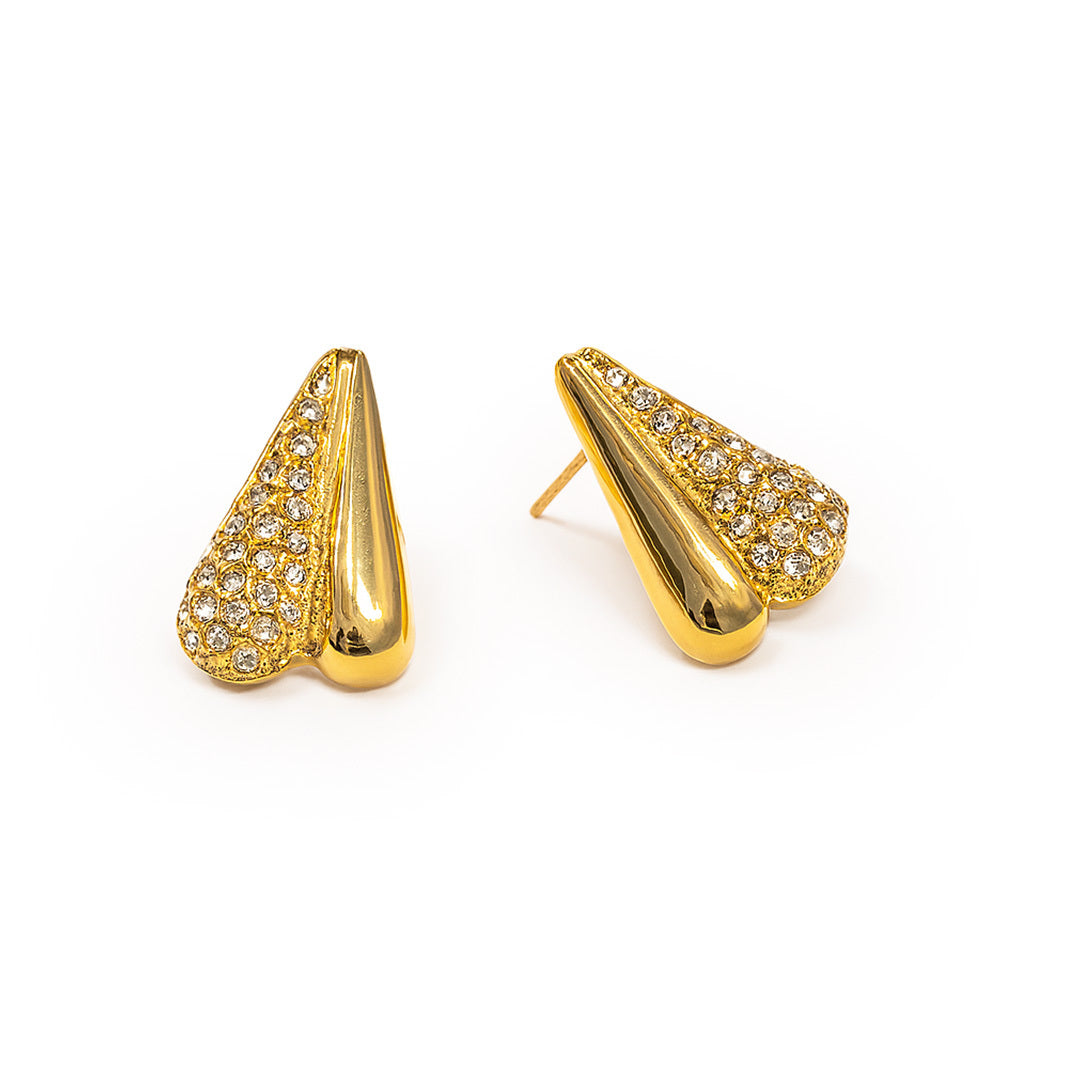 Pave Dipped Heart Earrings
