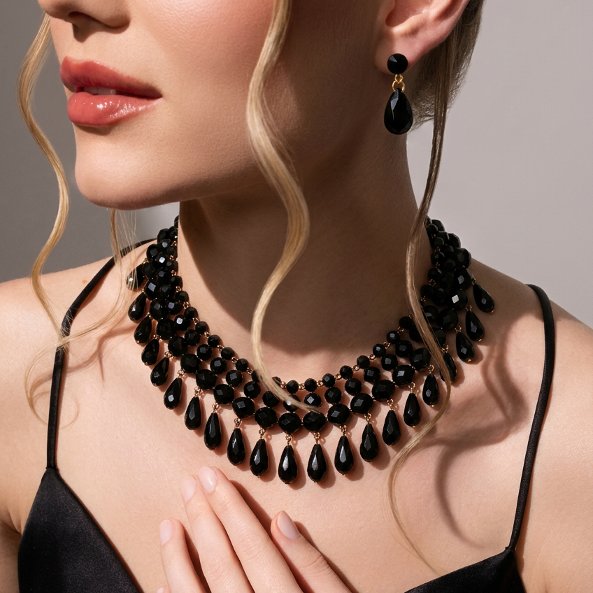 Bianca Noir crystal Drop Set