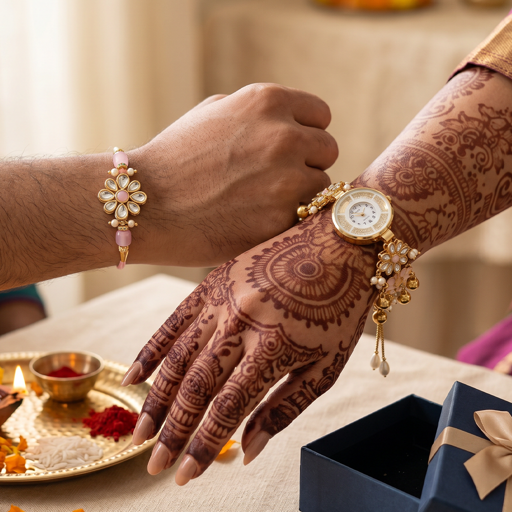 Gulmohar Rakhi Watch Set