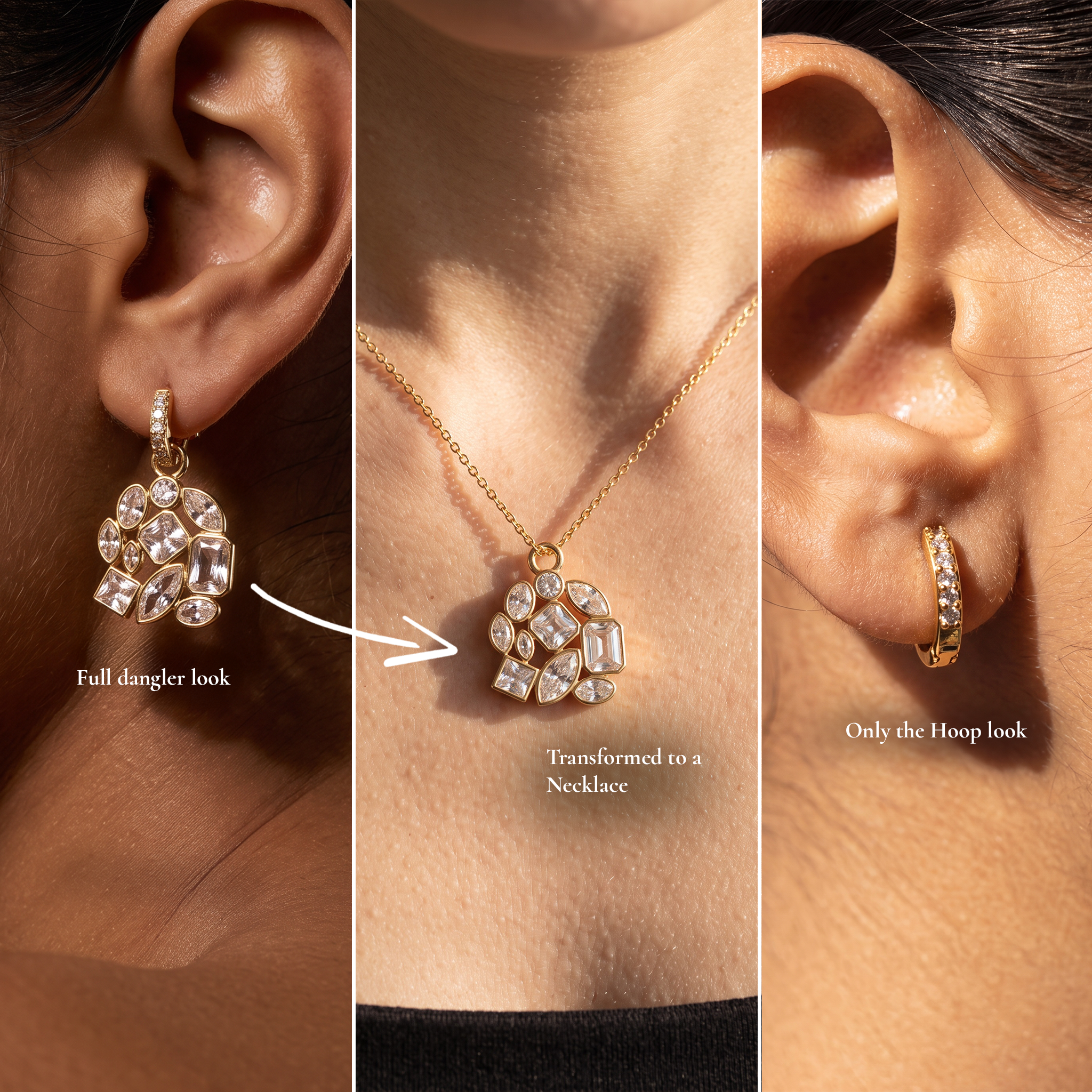 Virelle Bezel Drop Earrings Plus Pendant