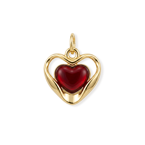 Ruby Heart Drop Charm