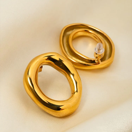 Soft Form Oval Loop Hoops Earrings - Amalfa
