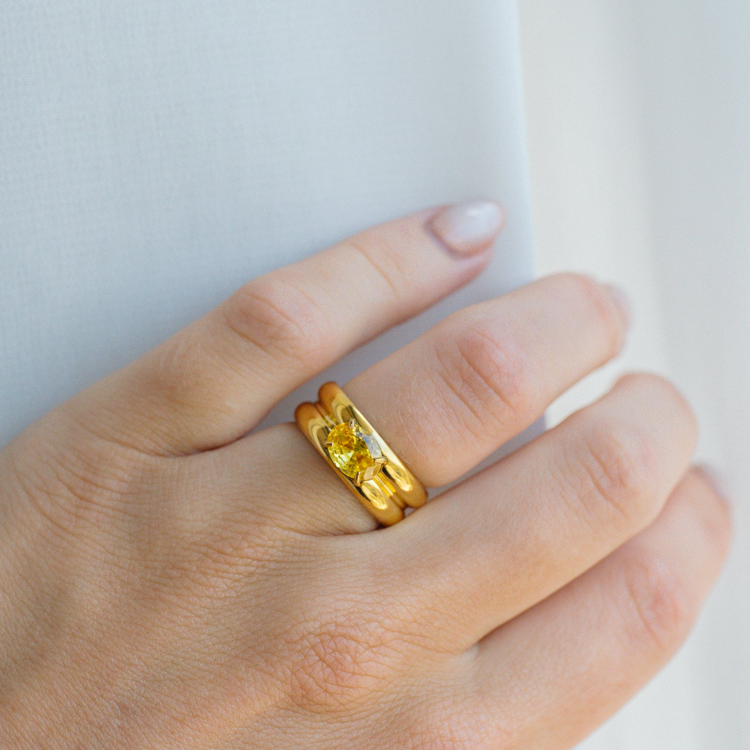 Sola Gold Yellow Stone Ring for Women