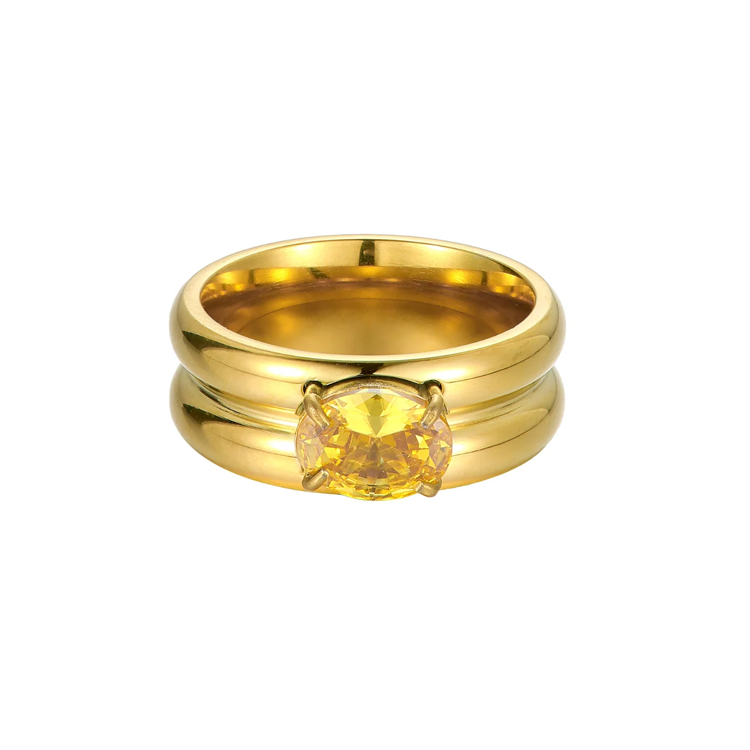 Sola Gold Yellow Stone Ring for Women
