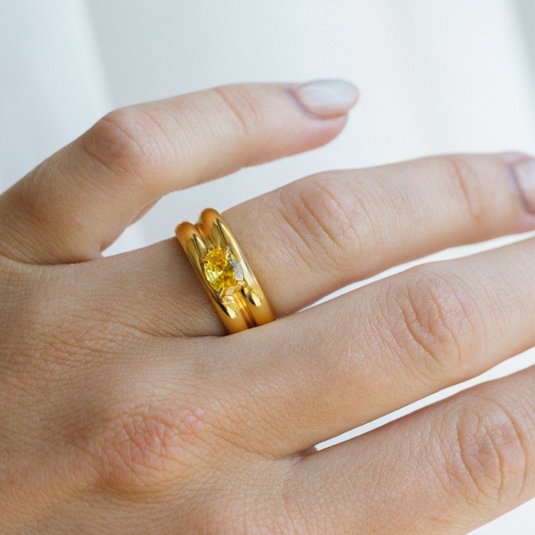 Sola Gold Yellow Stone Ring for Women