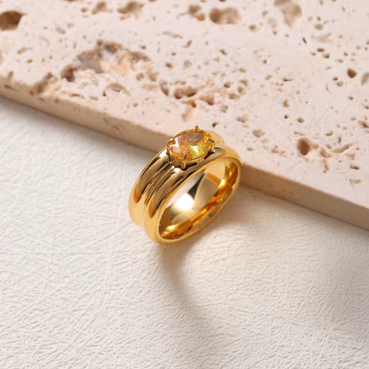 Sola Gold Yellow Stone Ring for Women